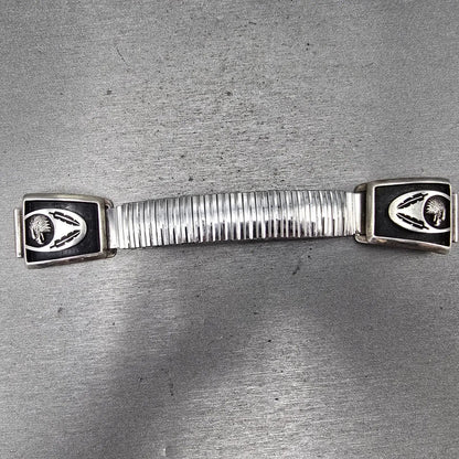 Navajo Sterling Silver Watch Band Tips 17mm Eagle Feather Design Vintage0