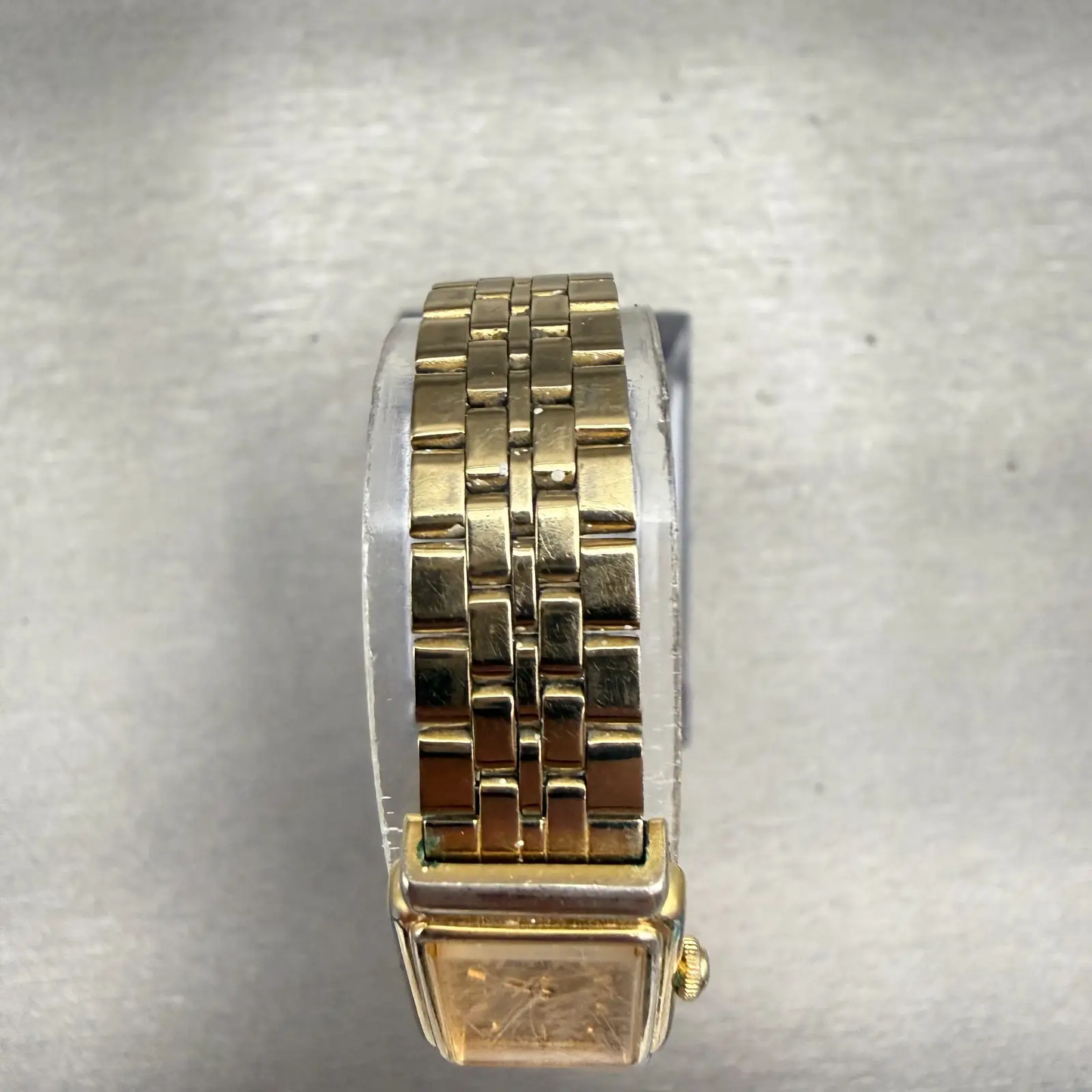 Seiko Watch Women 14mm Gold Dial Gold Tone Rectangle 1F20-5B80 New Battery VTG4