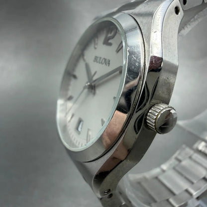 Bulova Watch Women 34mm Gray Dial Silver Tone Date Round 96M126 New Battery2