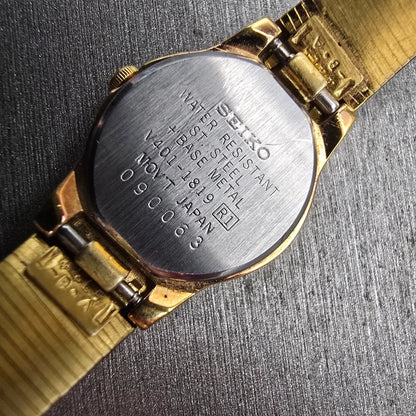 Seiko Watch Women 19mm Cream Dial Gold Tone Round V401-1819 New Battery Vintage10