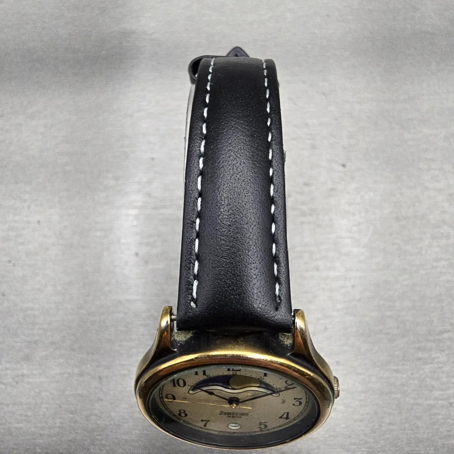 Citizen Vega Junction Moon Phase Watch Men 32mm Champagne Dial Gold Tone NewBat5