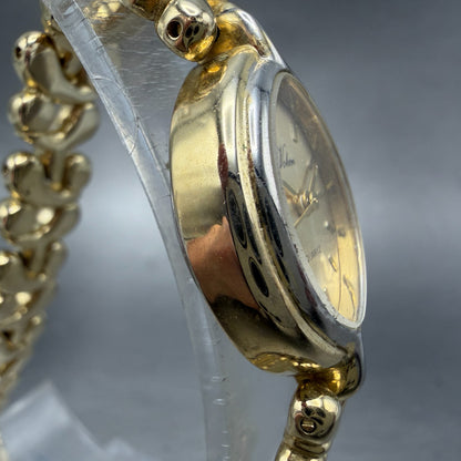 Citizen Q&Q Voken Watch Women 18mm Champagne Dial Gold Tone Oval New Battery3