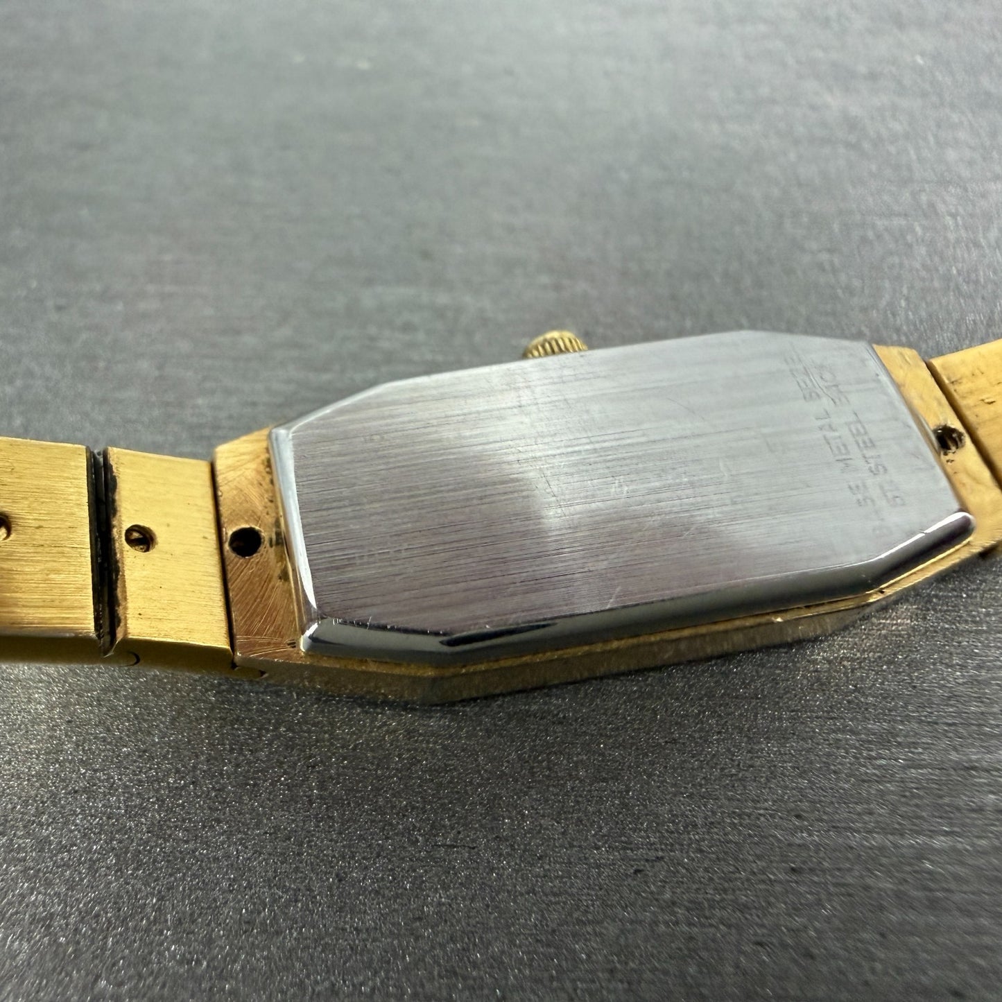 Bulova Watch Women 12mm Black Dial Gold Tone Octagon 92T22 New Battery9
