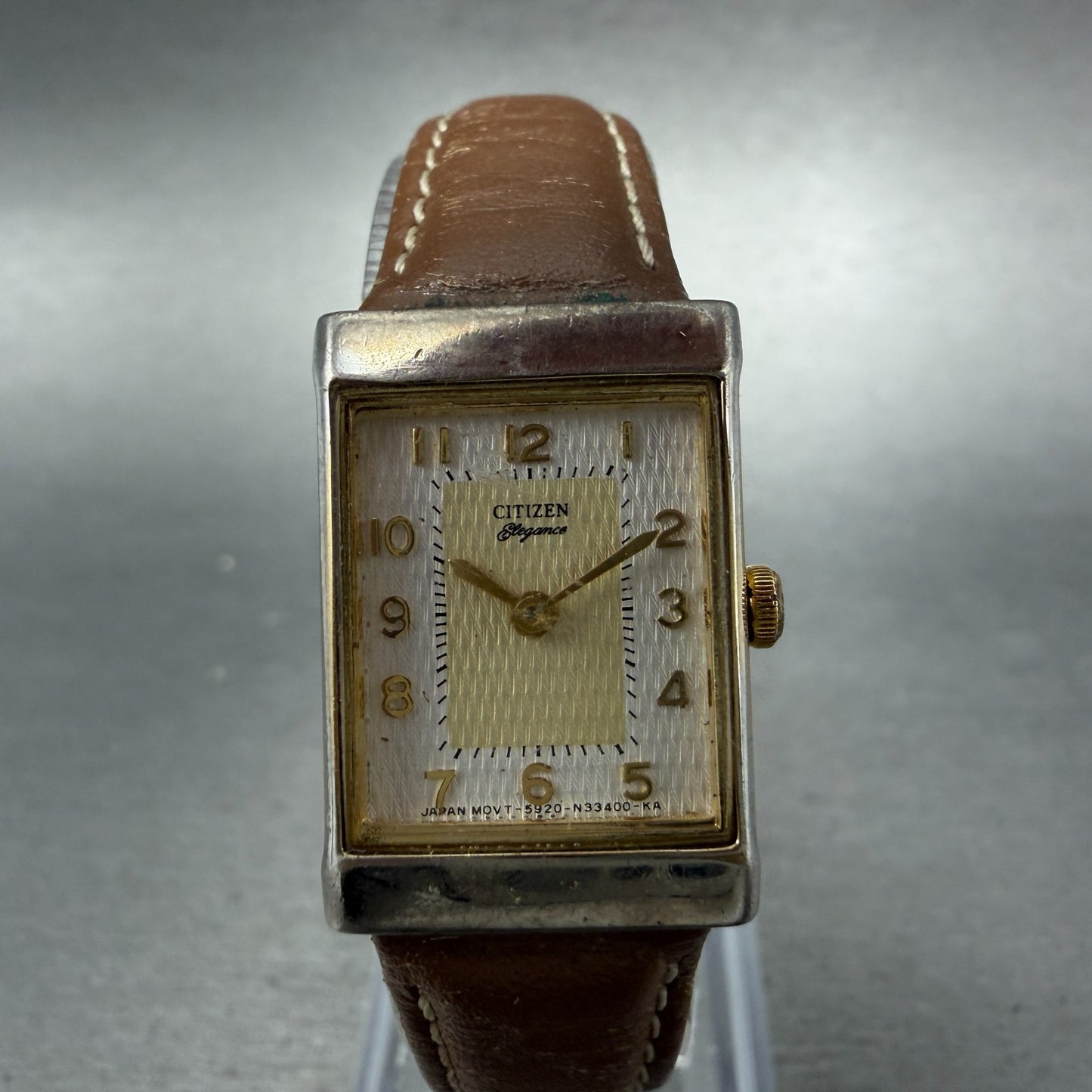 Citizen Elegance Tank Watch Women 18mm White Dial Gold Tone Rectangle New Batt0