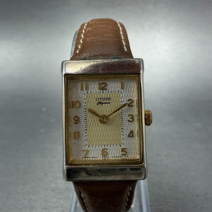 Citizen Elegance Tank Watch Women 18mm White Dial Gold Tone Rectangle New Batt0