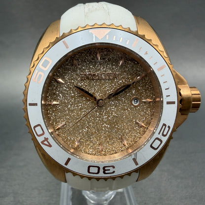 Invicta Angel Dive Watch Women 39mm Gold Dial Rose Gold Tone Date New Battery0