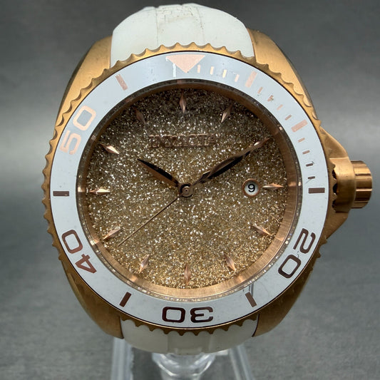 Invicta Angel Dive Watch Women 39mm Gold Dial Rose Gold Tone Date New Battery0