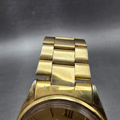 Seiko SQ Watch Men 33mm Champagne Dial Gold Tone Date READ!!!! 5y22-6009 New Bat4