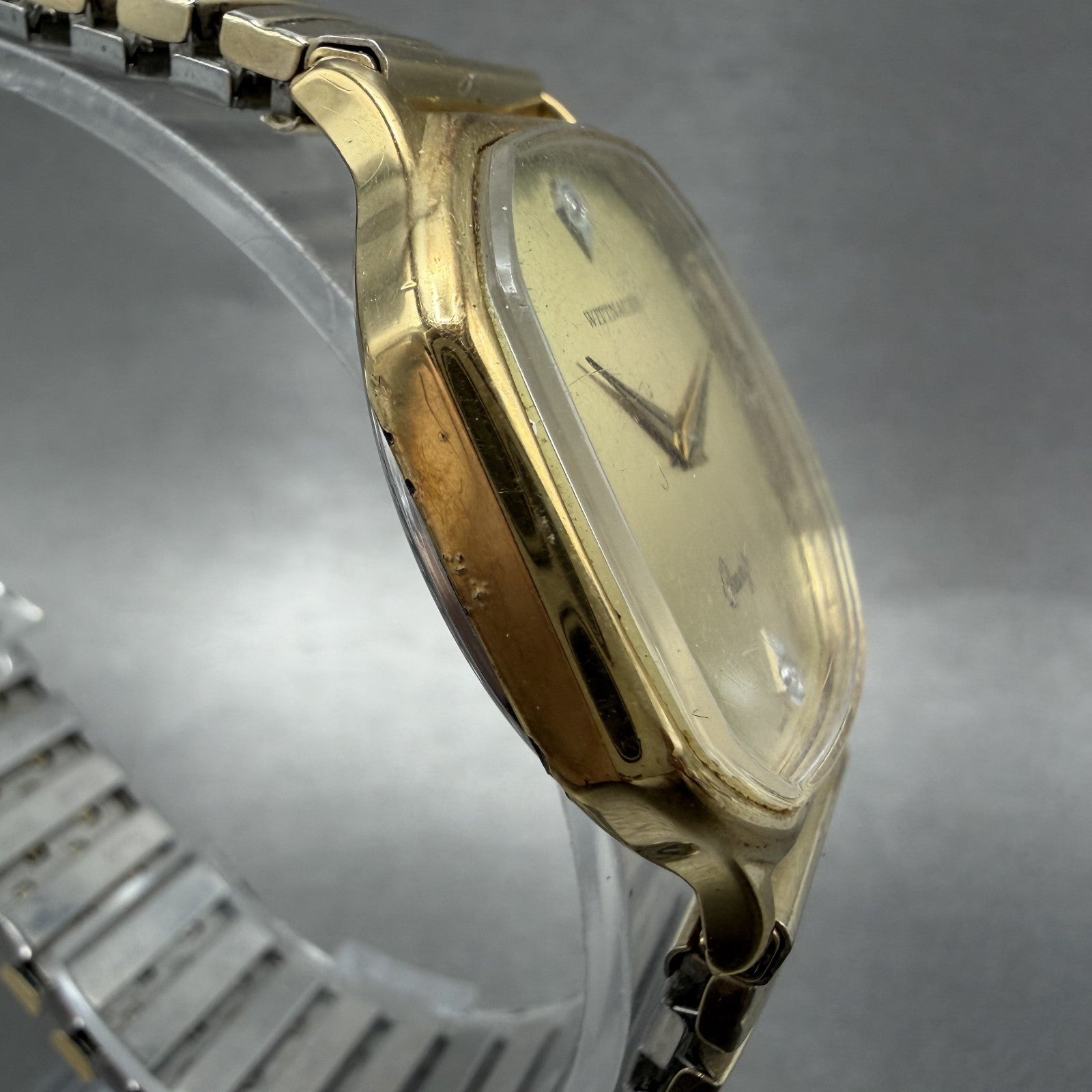 Wittnauer Watch Men 31mm Gold Dial Gold Tone Octagon New Battery Vintage3