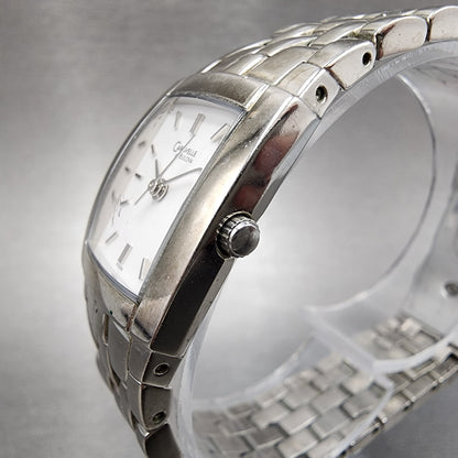 Caravelle Bulova Watch Women 20mm White Dial Silver Tone Rectangle 43L48 NewBatt2