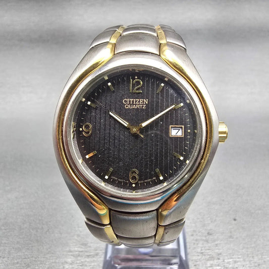 Citizen Watch Men 37mm Black Dial Two Tone Date 2910-H28941 New Battery Vintage0