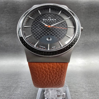 Skagen Watch Men 42mm Black Dial Titanium Date Round 234XXLTLO New Battery5