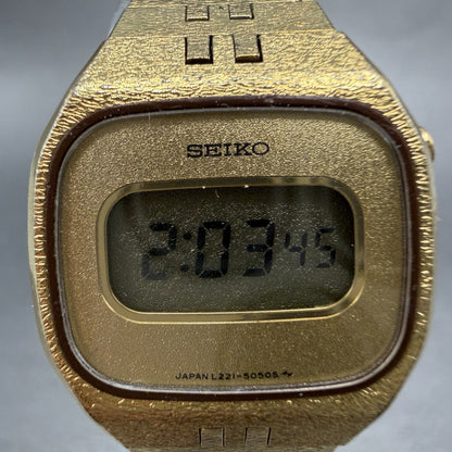 Seiko Digital Watch Women 23mm Champagne Dial Gold Tone L221-5059 New Battery1