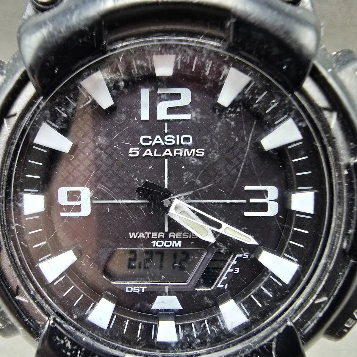 Casio AQ-S810W Watch Men 47mm Black Alarm Chronograph Analog Digital Solar CH1