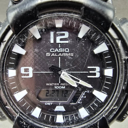 Casio AQ-S810W Watch Men 47mm Black Alarm Chronograph Analog Digital Solar CH1