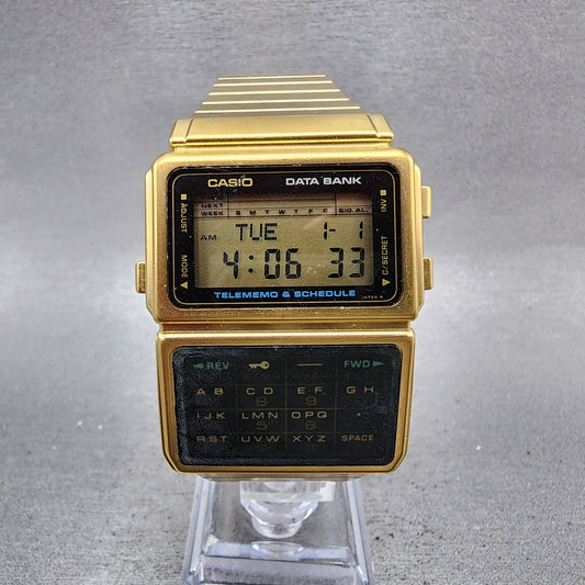 Casio Calculator Watch Men 33mm Digital Gold Tone Alarm Chrono DBC600G NewBat0