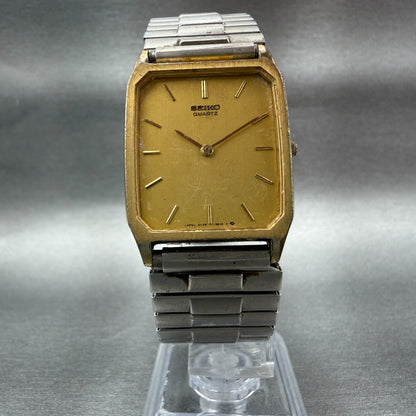 Seiko Tank Watch Men 26mm Gold Dial Gold Tone Octagon 5P30-5D39 VTG PARTS6