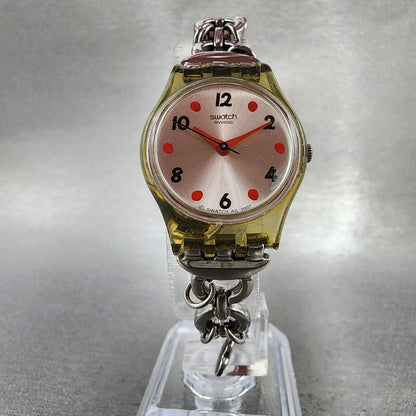 Swatch Me And My Shoes Watch Women 25mm Silver Dial Clear Case Round New Battery5