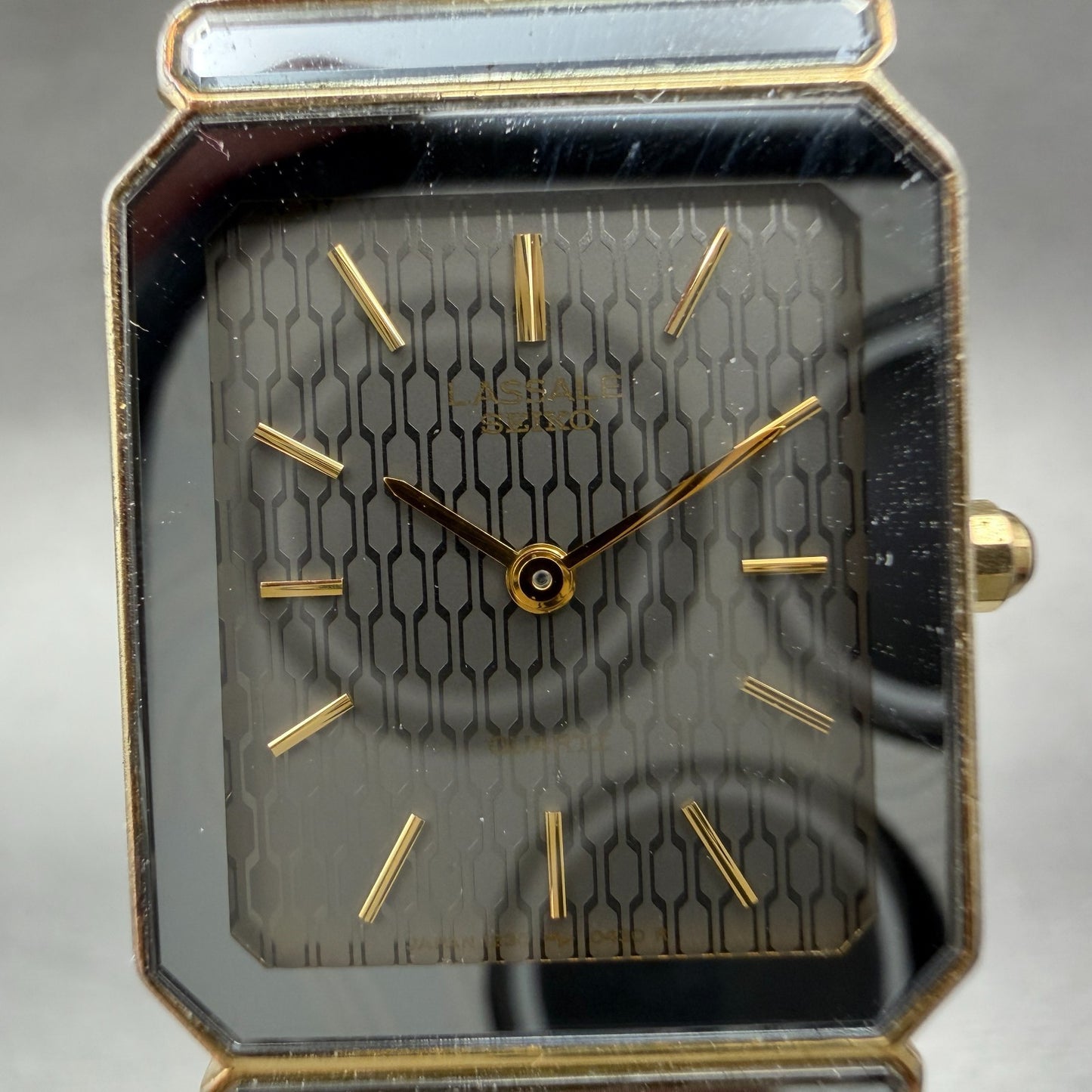 Seiko Lassale Tank Watch Women 18mm Gray Dial Two Tone 12305319 New Battery1