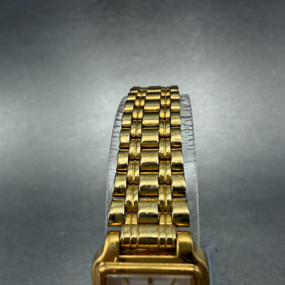 Seiko Tank Watch Women 18mm White Dial Gold Tone Rectangle V401-5129 New Batt NH4