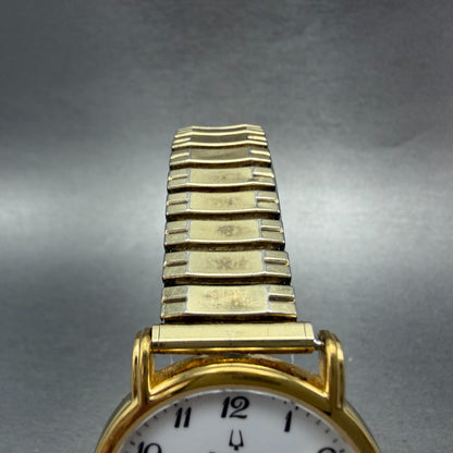 Bulova Watch Men 34mm White Dial Gold Tone Date Round 97B12 New Battery4