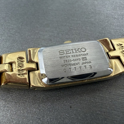 Seiko Tank Watch Women 13mm Champagne Dial Gold Tone Rectangle 2e207479 New Bat9