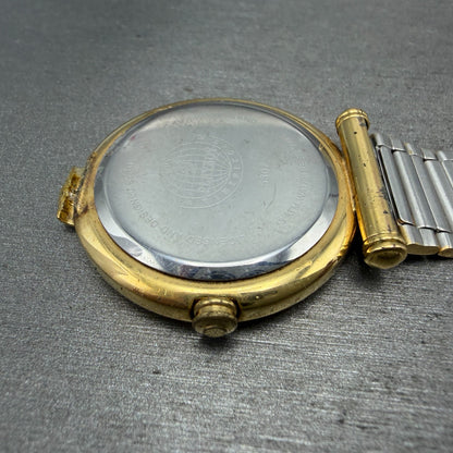 Playboy Watch Men 34mm White Dial Gold Tone Round 5307 BROKEN BAND New battery16