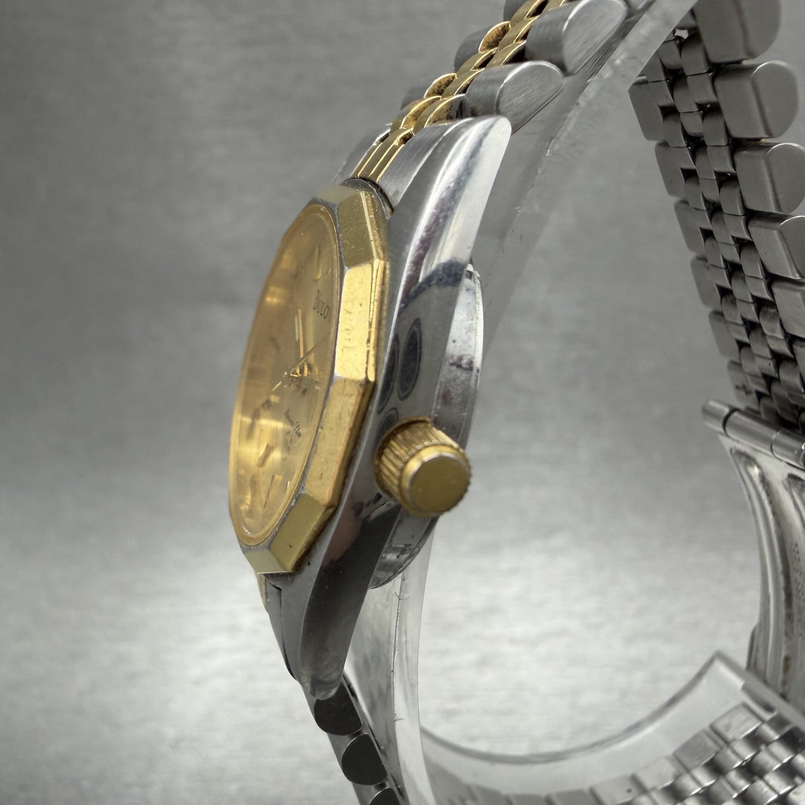 Bulova Marine Star Watch Women 24mm Gold Dial Two Tone Date Round New Battery AB2