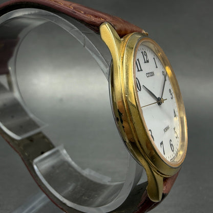 Citizen Forma Watch Men 33mm White Dial Gold Tone Round 4631-E63051 New BatteryA4
