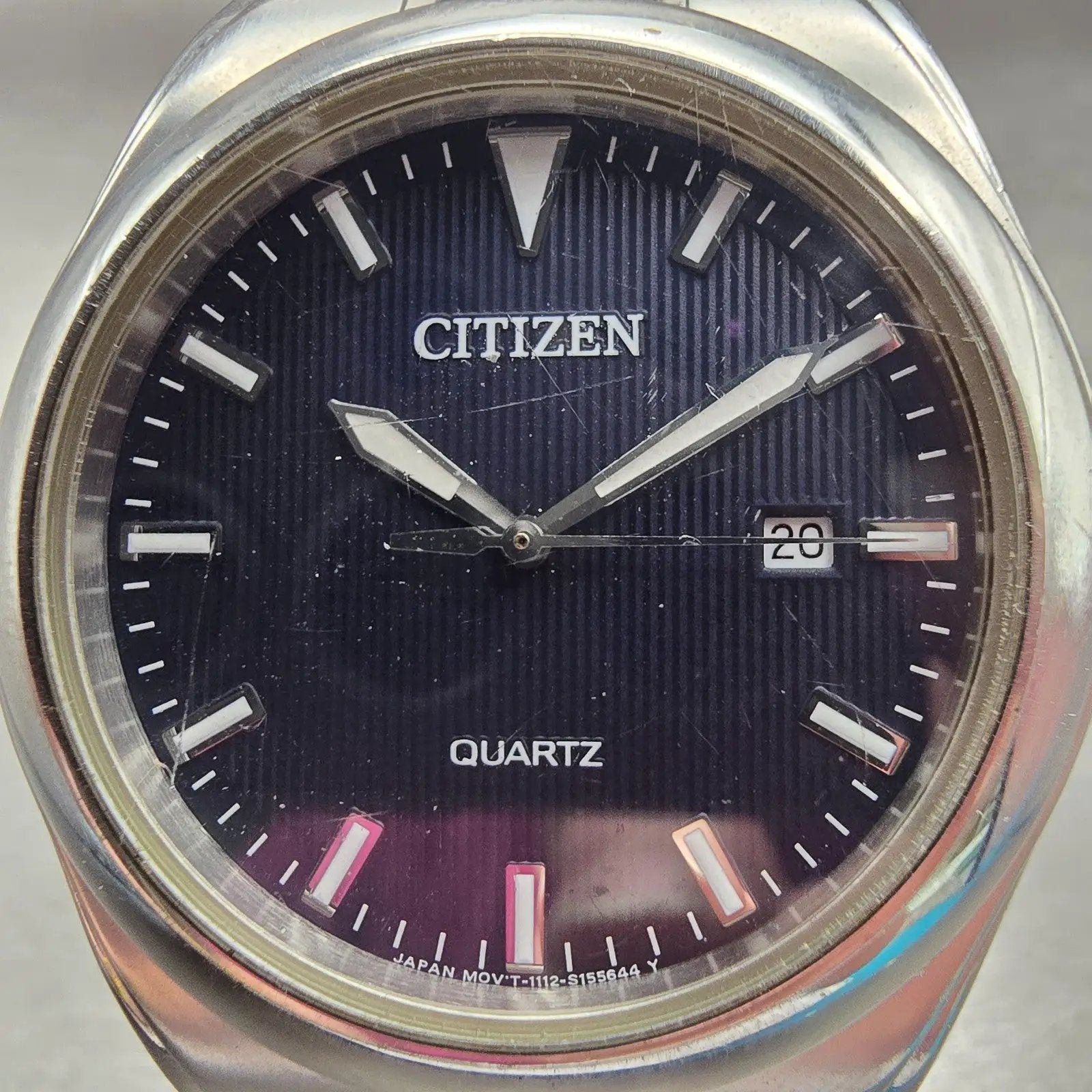Citizen Watch Men 39mm Blue Dial Silver Tone Date Round 1112-S095221 New Battery1