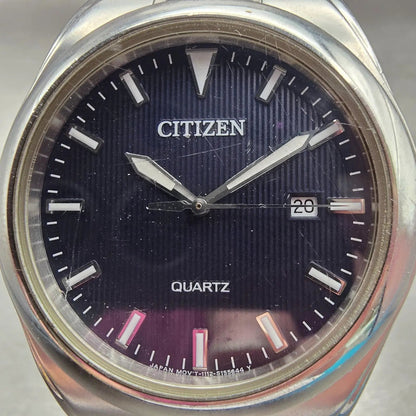 Citizen Watch Men 39mm Blue Dial Silver Tone Date Round 1112-S095221 New Battery1