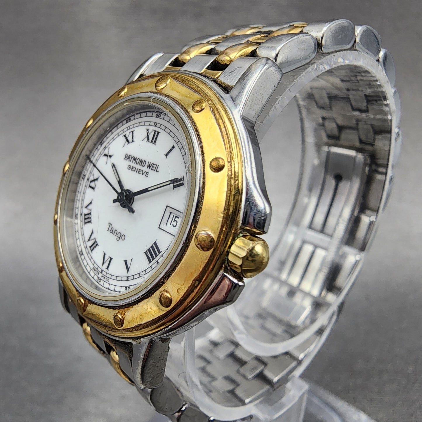 Raymond Weil Tango Watch Women 28mm White Dial Two Tone Date Round New Battery A2