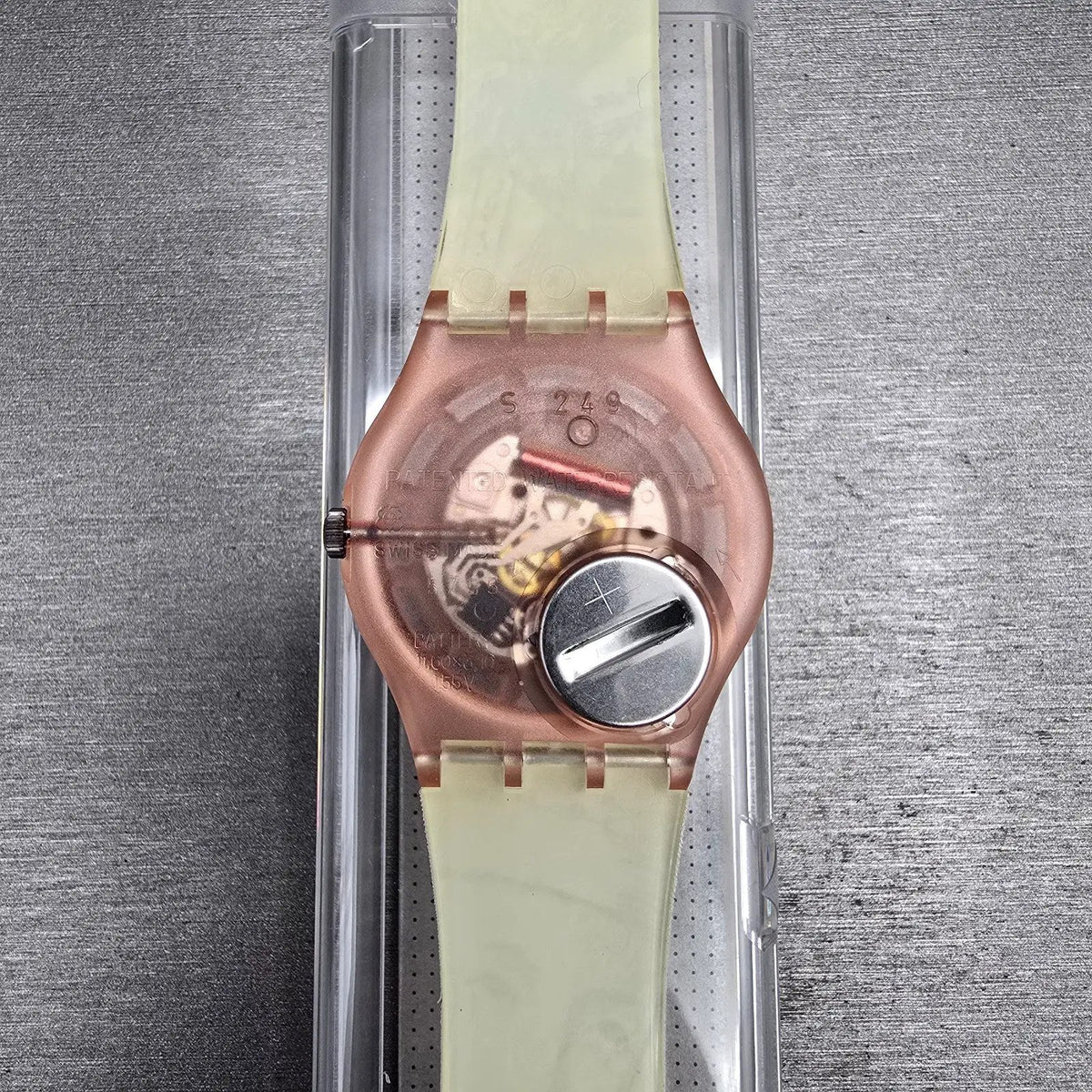 Swatch Masquerade Watch Men 34mm White Dial Pink Case GP105 New Battery NOS READ9