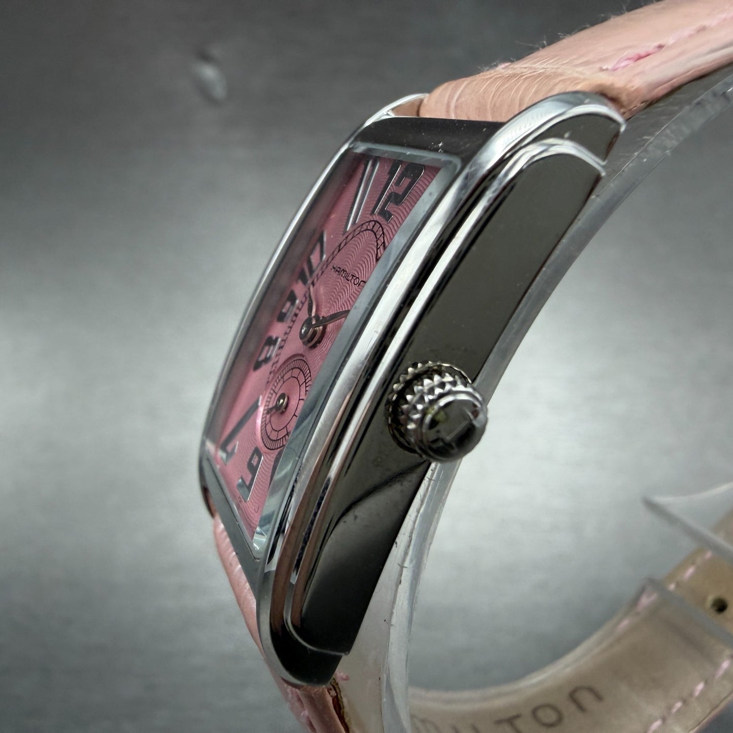 Hamilton Ardmore Watch Women 19mm Pink Dial Steel Rectangle H112110 New Battery3