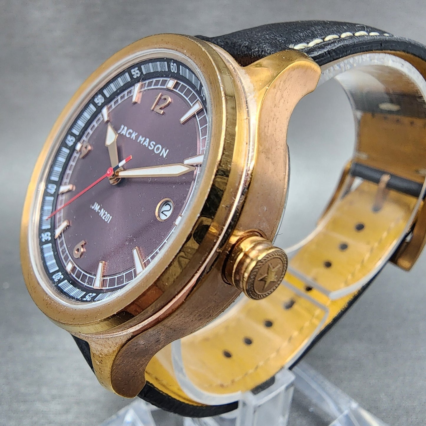 Jack Mason JMN201 Watch Women 36mm Purple Dial Rose Gold Tone Date Round NewBat2