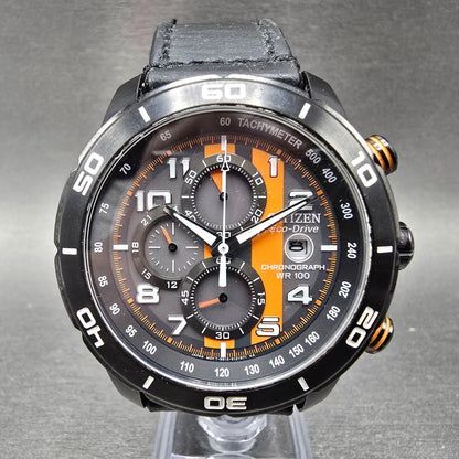Citizen Eco-Drive Chronograph Dive Watch Men 45mm Gray Dial Black Tone Date Runs0