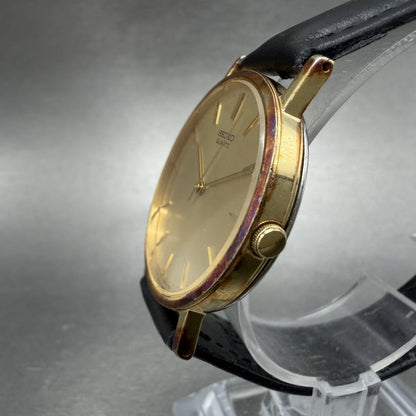 Seiko Watch Men 32mm Champagne Dial Gold Tone Round VTG 2C21-0120 New Battery2