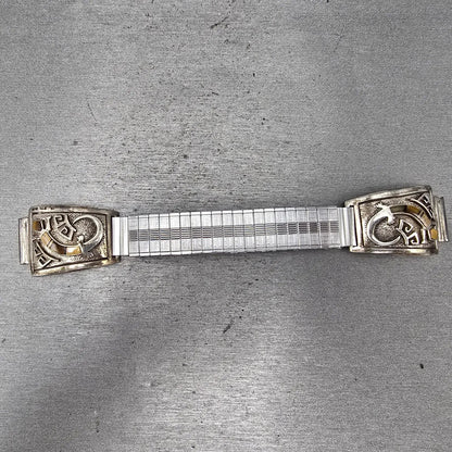 Navajo Sterling Silver Watch Band Tips 17mm Lizard Design Stretch Band VTG0