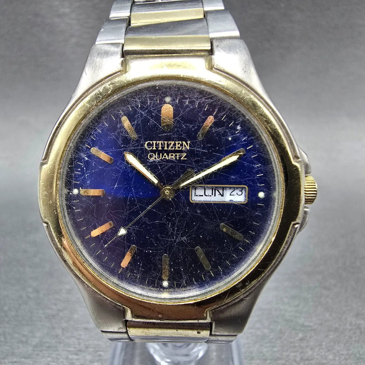 Citizen Watch Men 36mm Blue Dial Two Tone Daydate Round 2500-S99329 PARTS JP20