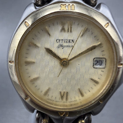 Citizen Elegance Watch Women 24mm Champagne Dial Two Tone 1012-S69772 New Batt1