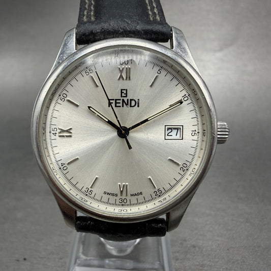 Fendi Orologi Watch Men 35mm Silver Dial Silver Tone Date Round 210G New Batt0