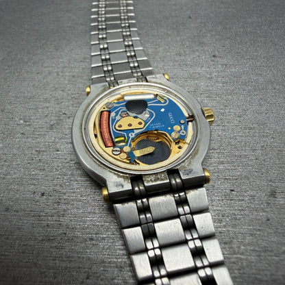 Gucci 9000L Watch Women 25mm Cream Dial Two Tone Date Round NO CASEBACK PARTS15