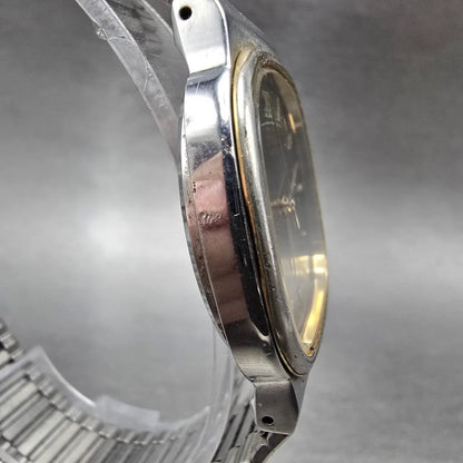 Citizen CQ Watch Men 33mm Brown Dial Two Tone Rectangle 1230-214528 Runs PARTS4