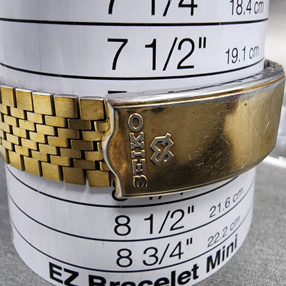 Seiko Watch Men 32mm Gold Dial Gold Tone Rectangle 7810-5139 New Battery