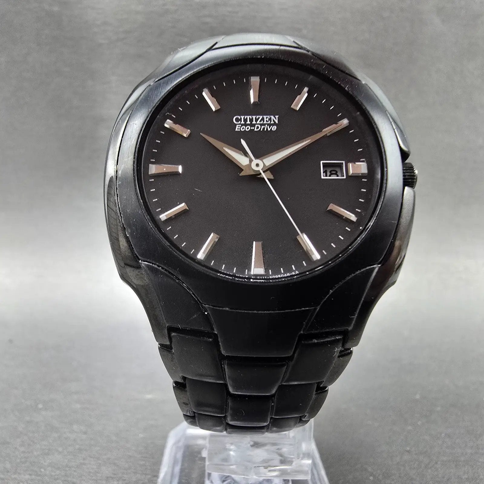 Citizen Eco-Drive Watch Men 38mm Black Dial Black Tone READ!!! E111-S063426 Runs5