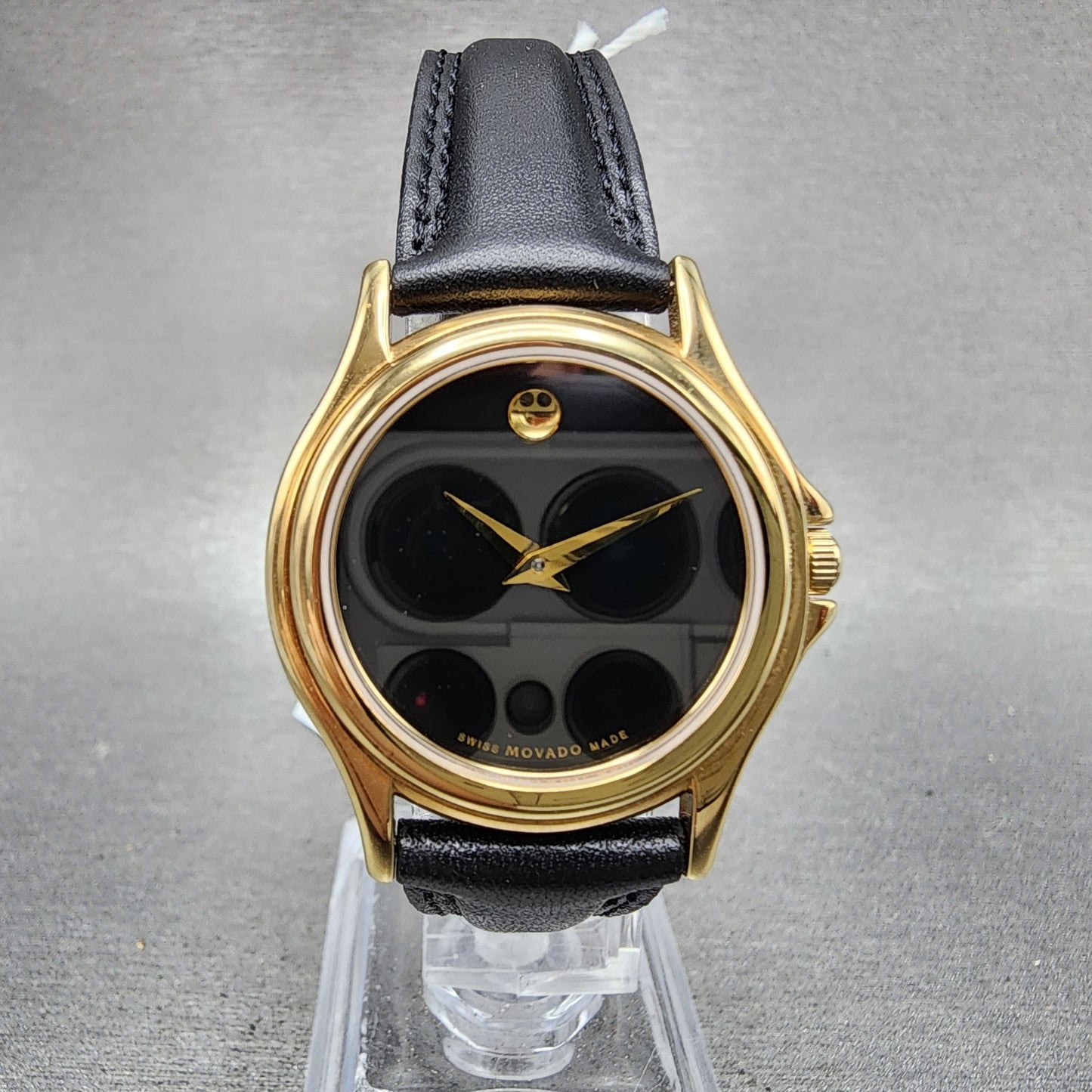 Movado Museum Watch Women 28mm Black Dial Gold Tone Round 0690299 New Battery0