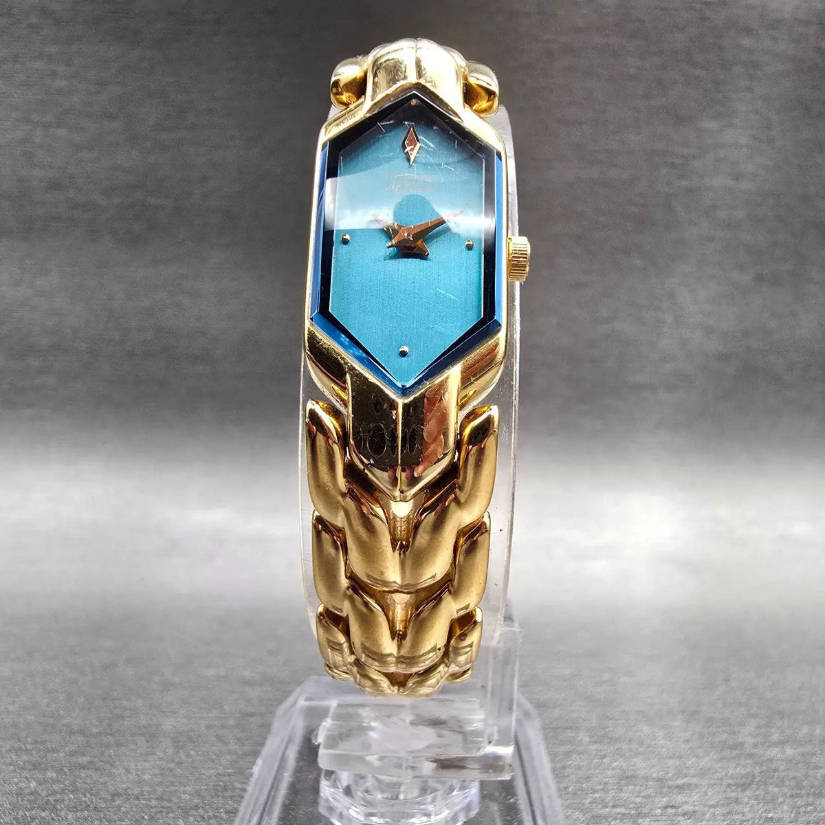 Citizen Elegance Watch Women 13mm Blue Dial Gold Tone 5421-H07537 New Battery JP5
