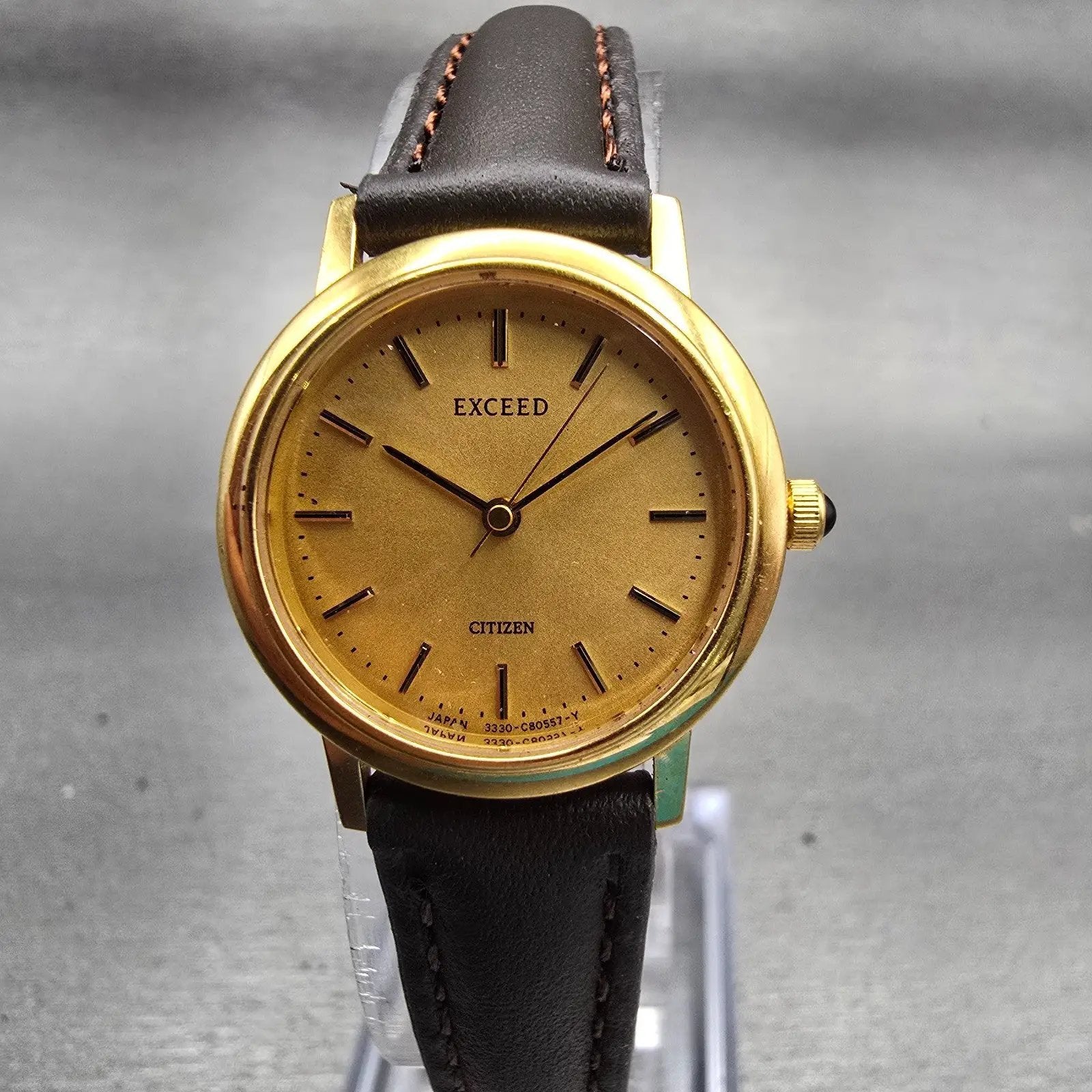 Citizen Exceed Watch Women 21mm Gold Dial Gold Tone Round 3330-C80401 New Batt0
