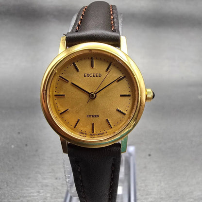 Citizen Exceed Watch Women 21mm Gold Dial Gold Tone Round 3330-C80401 New Batt0
