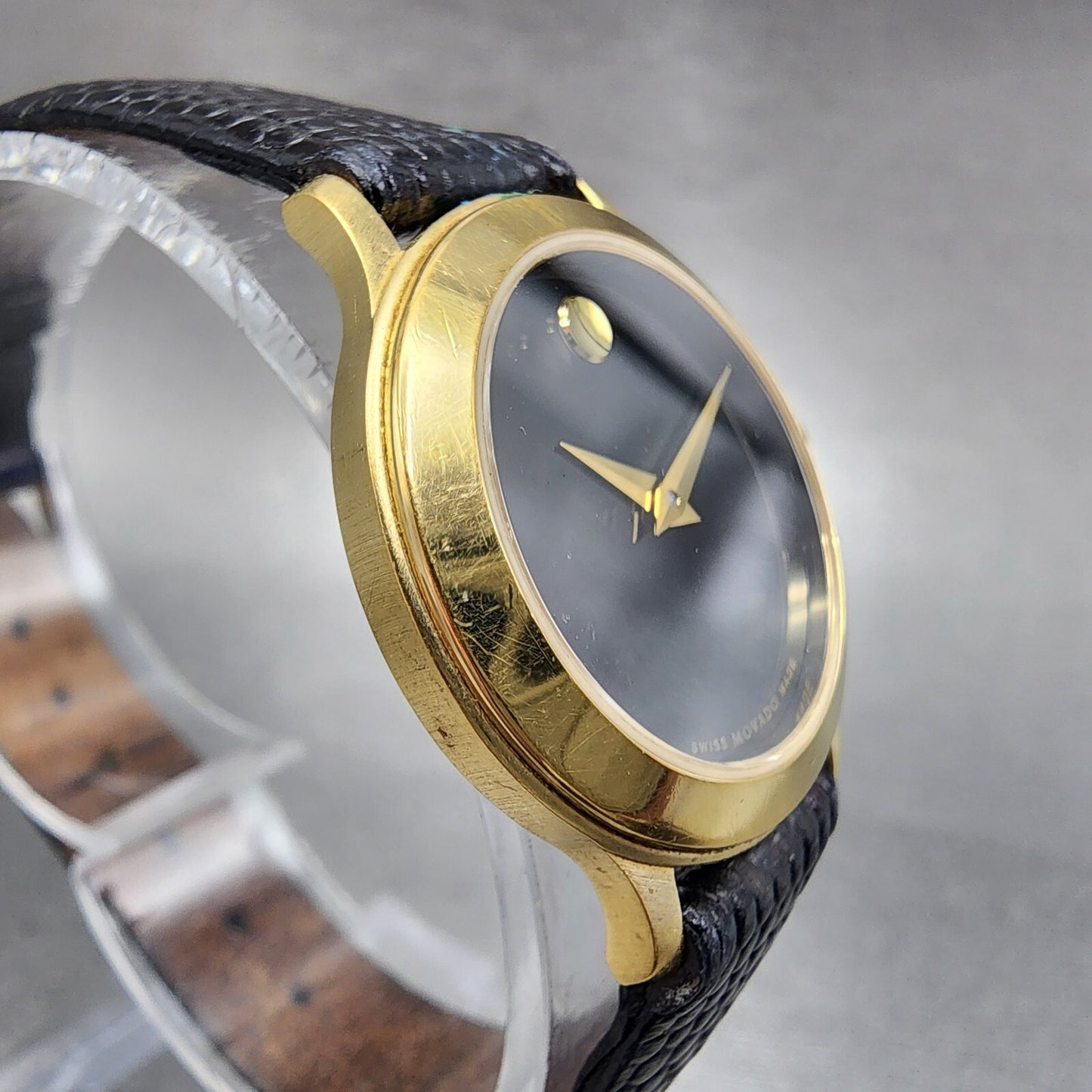 Movado Museum Watch Women 26mm Black Dial Gold Tone Round 87 E4 0814 New Batt3